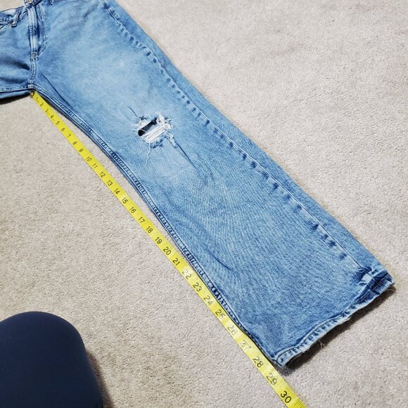 GAP ‘90s Loose High Rise Jeans Straight Leg Distressed Light Wash Women 27 x 29" - Picture 13 of 14